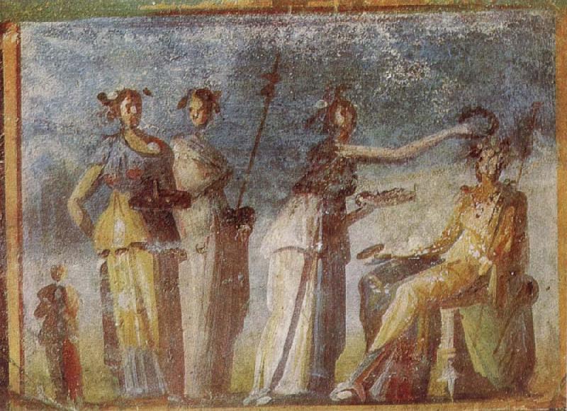 unknow artist Wall painting from Herculaneum showing in highly impres sionistic style the bringing of offerings to Dionysus Spain oil painting art